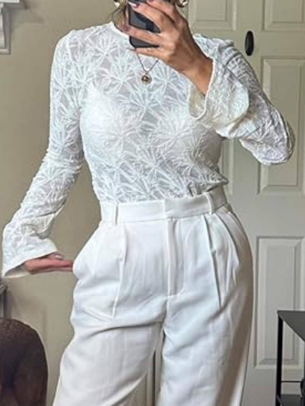 NEW! Sheer Lace Bell Sleeve Top (S-XL) - Picture 6 of 6